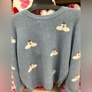 Valentines Light Blue Sweater with Swan Pattern cupcakes & cashmere